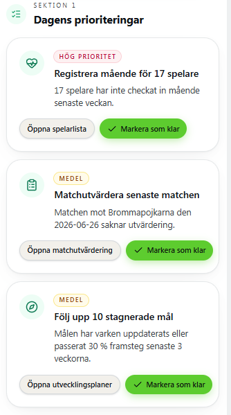 Dagens prioriteringar i Star Academy på mobil